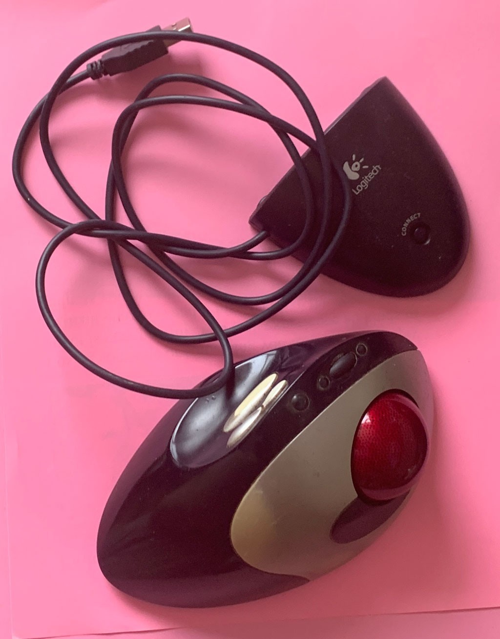 Logitech TrackMan T-RB22 Cordless Trackball Mouse Receiver  Works No Right Click