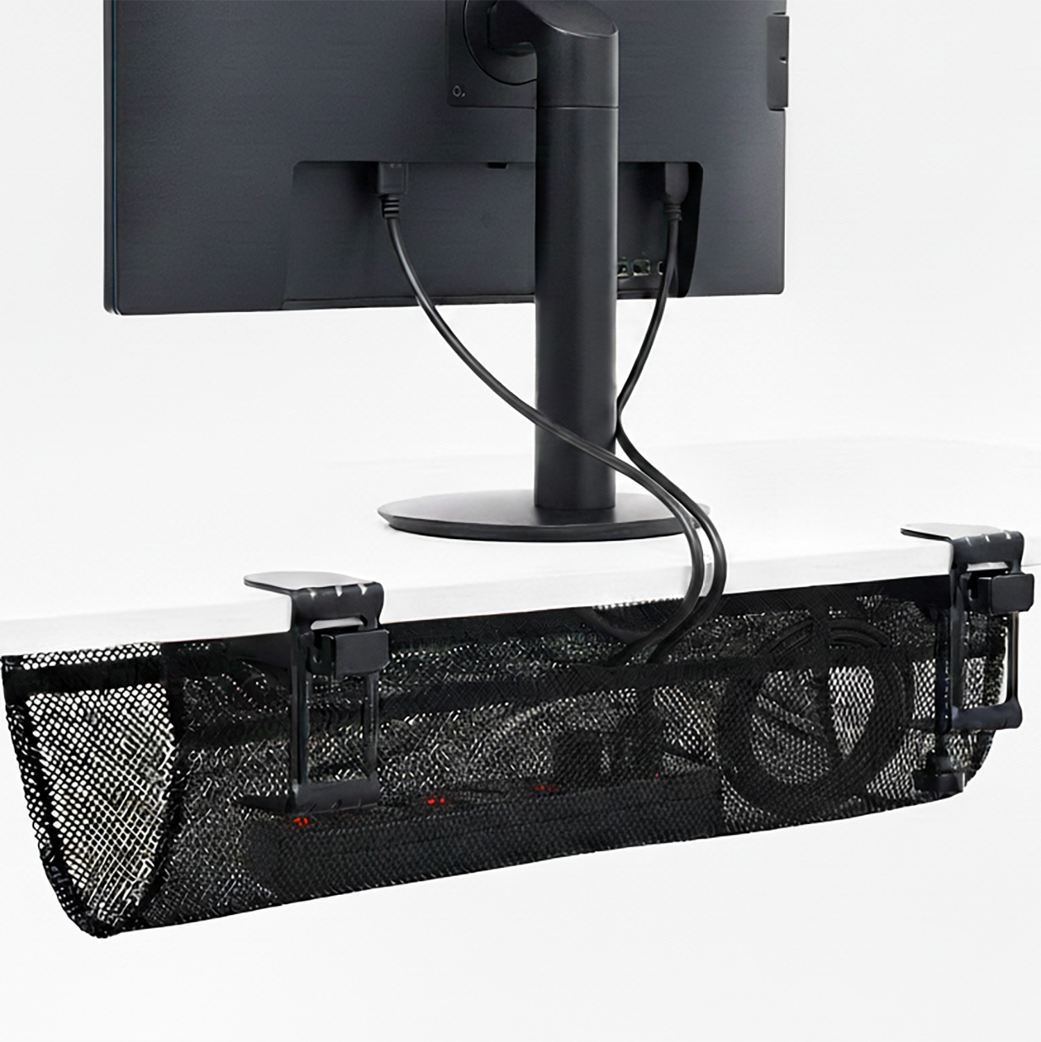 VIVO Black 24" Clamp-on Under Desk Cable Net, Mesh Cable Management