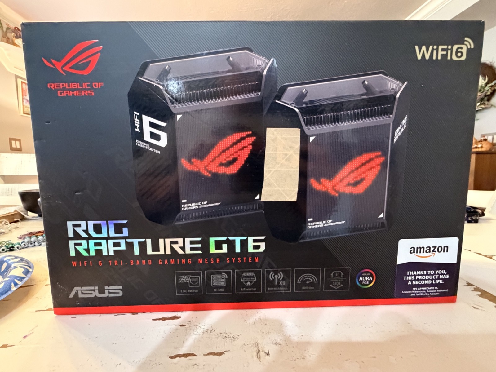 ASUS ROG Rapture - GT6 - AX10000 Tri-Band Mesh WiFi 6 Router - Black - 2 Pack