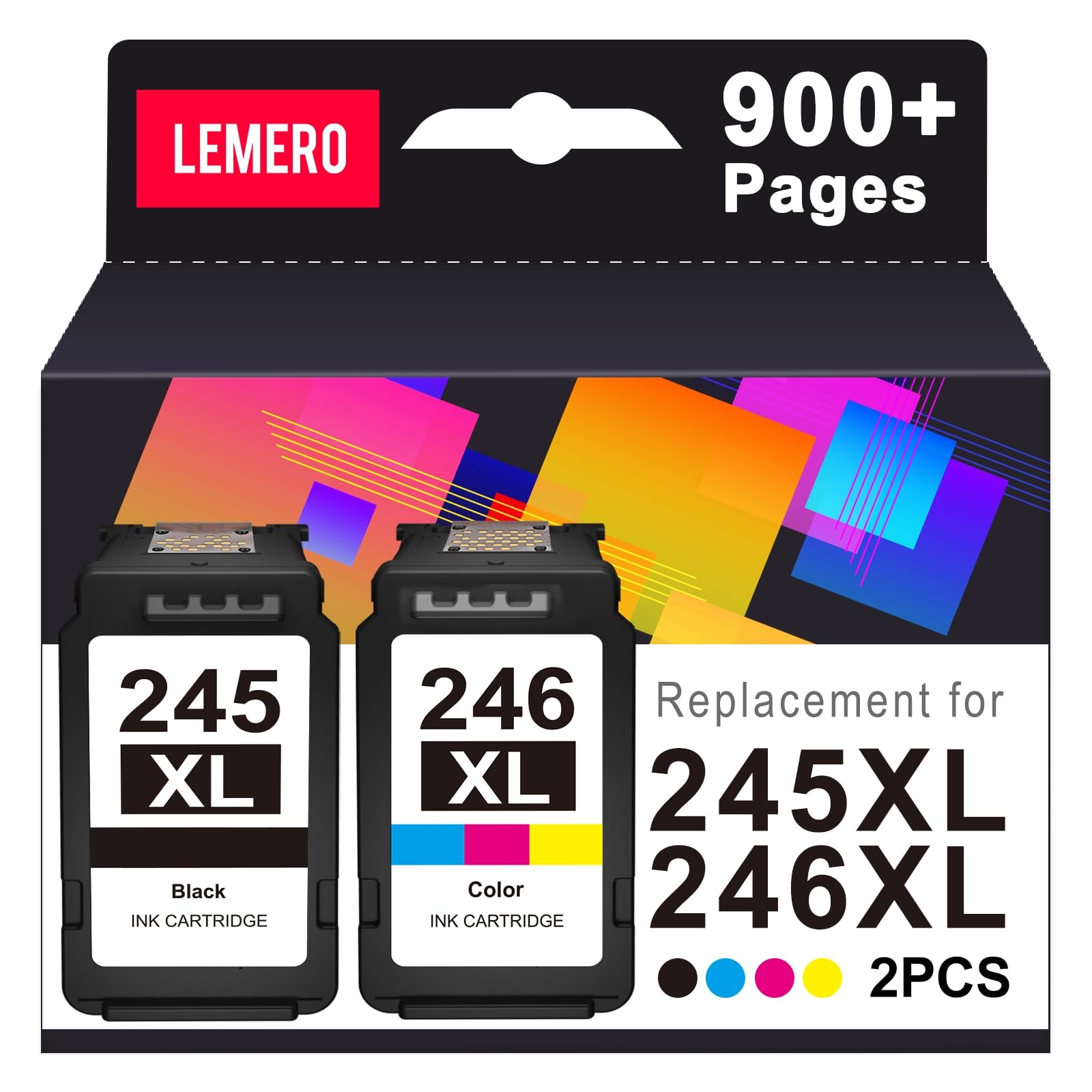 LEMERO 245XL 246XL Ink Cartridge Combo Pack for Canon