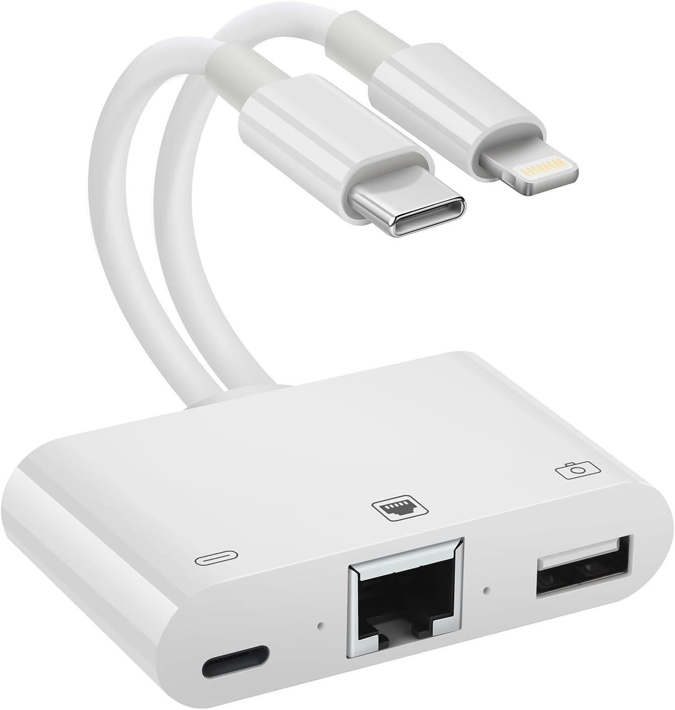 2 in 1 Lightning and Type C to RJ45 Ethernet Adapter Network Adapter