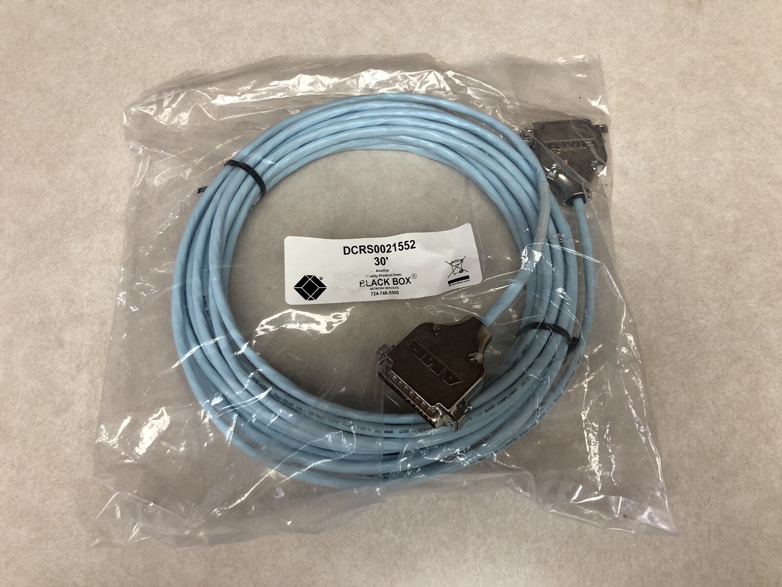 Black Box 12 Pin Cable DCRS0021552 30’  AMP Connector New