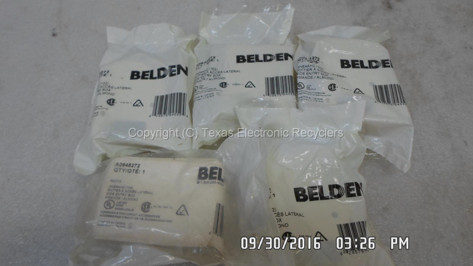 Qty 5 - Belden A0645272 QNE4AH2 Almond MDVO 2-Port Side Entry Box