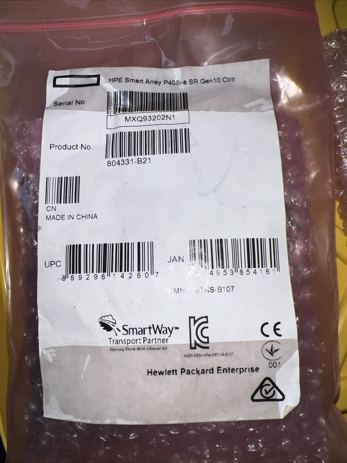 804334-001  NEW BULK HPE Smart Array P408i-a SR Gen10 (8 Internal Lanes/2GB Cach