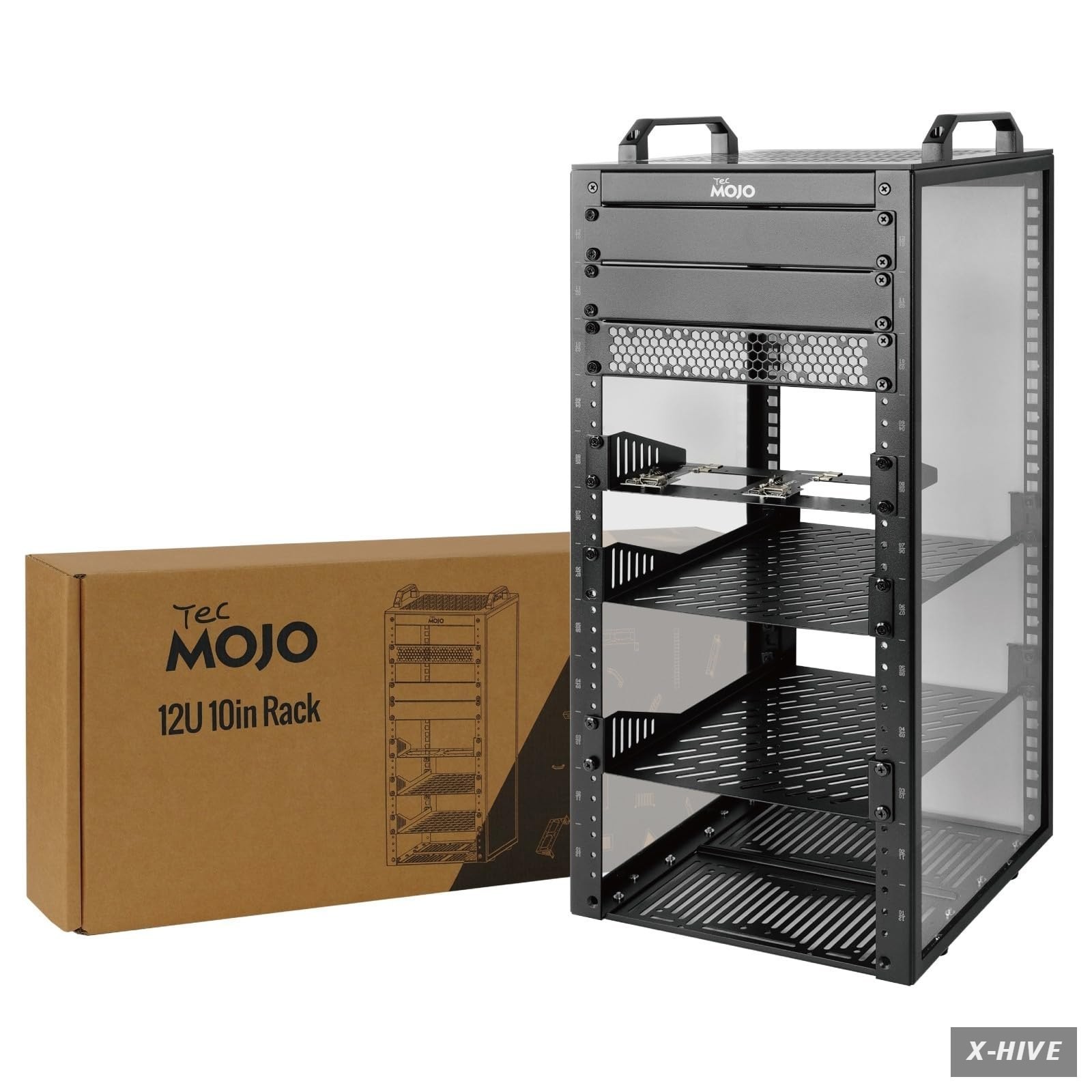 12U 10 Inch Mini Server Rack Network Cabinet 2 Top Handles Black 10.23" Deep