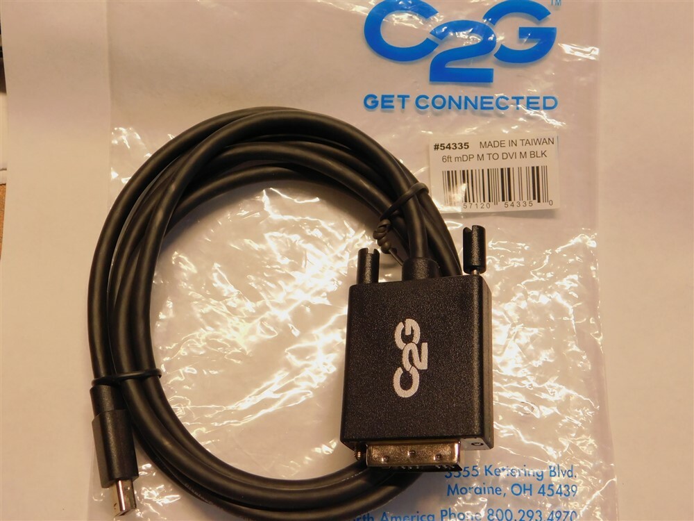 C2G 54335 6ft Mini Display Port Male to Single Link DVI-D Male Adapter Cable 