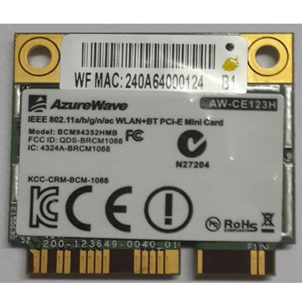 AzureWave Broadcom BCM94352HMB 802.11ac 867Mbps WLAN +BT 4.0 Half Mini PCIE Card