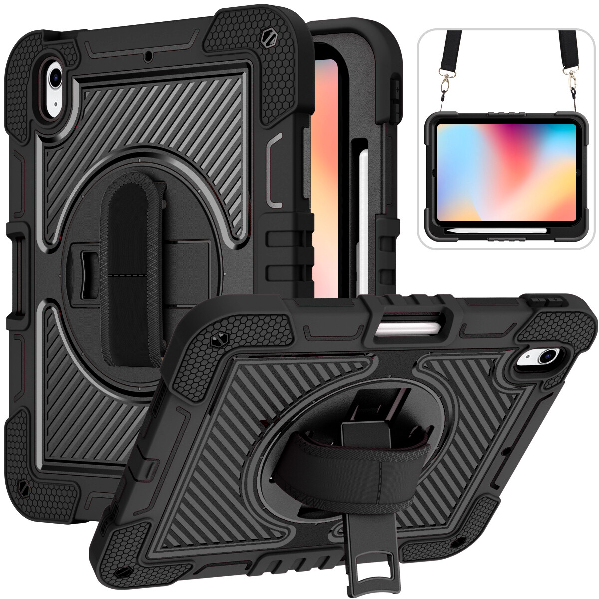 For Apple iPad 5/6/7/8/9/10/11th A16 Gen Heavy Duty Shockproof Stand Case Cover