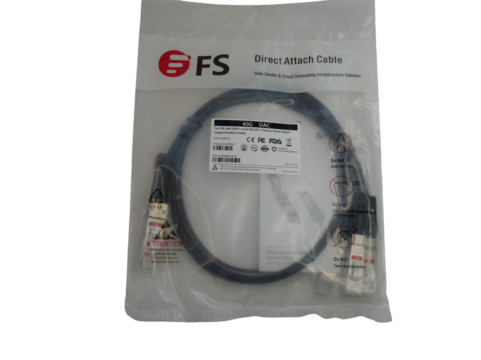 FS Direct Attach Cables & Active Optical Cable 40G DAC - 