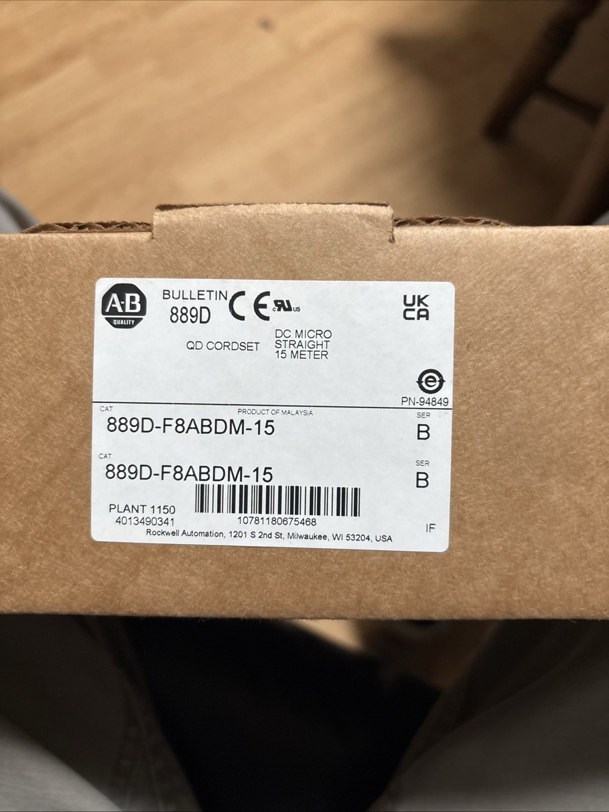Allen Bradley 889D-F8ABDM-15 QD CORDSET New in Factory Box ; USA seller