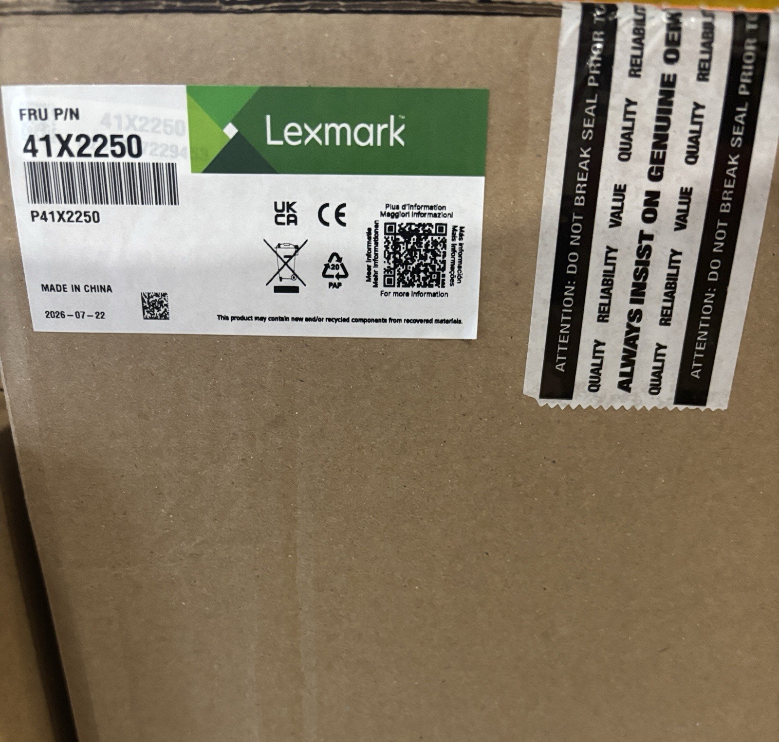 NEW SEALED GENUINE LEXMARK 41X2155 FUSER 400K HI YIELD  MS820 MX721 722 MX820