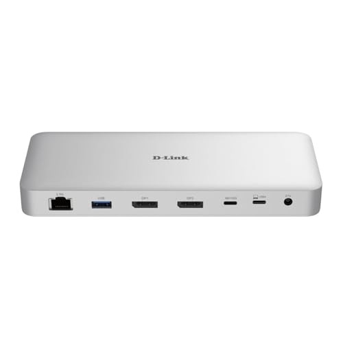 D-LINK 9-IN-1 USB4 DOCKING STATION 8K DISPLAYPORTS TRIPLE MONITOR - SILVER/WHITE