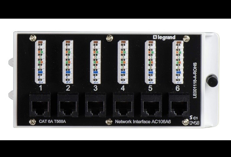 Legrand Onq Home Theater Patch Panel 6 Port Interface Module Cat 6a Network Patc