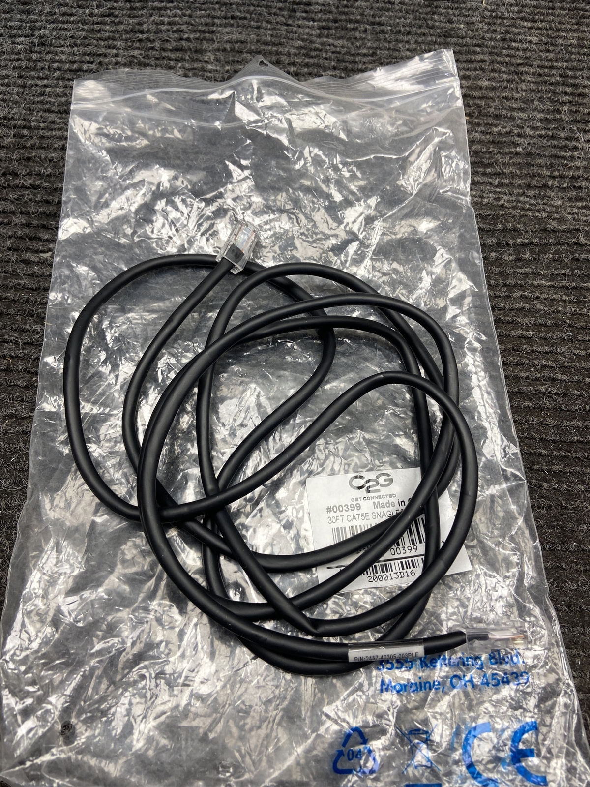 C2G 30ft CAT5E Ethernet Cable, Snagless - Unshielded - Black