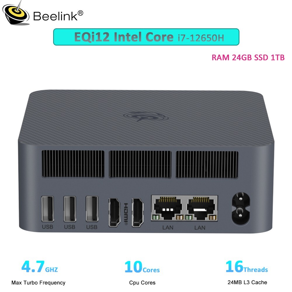 Beelink EQi12 Intel i7 12650H Computers 4.7GHz 10C/16C RAM24GB SSD1TB mini pc