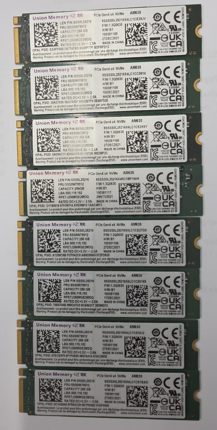 Union Memory 256GB AM630 M.2 2280 PCIe Gen4x4 NVMe RPETJ256MGE2MDQ PreOwned