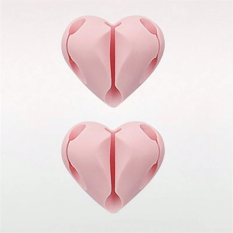 2PCS Heart Shape Cable Winder Organizer USB Charging Wire Clips Holder