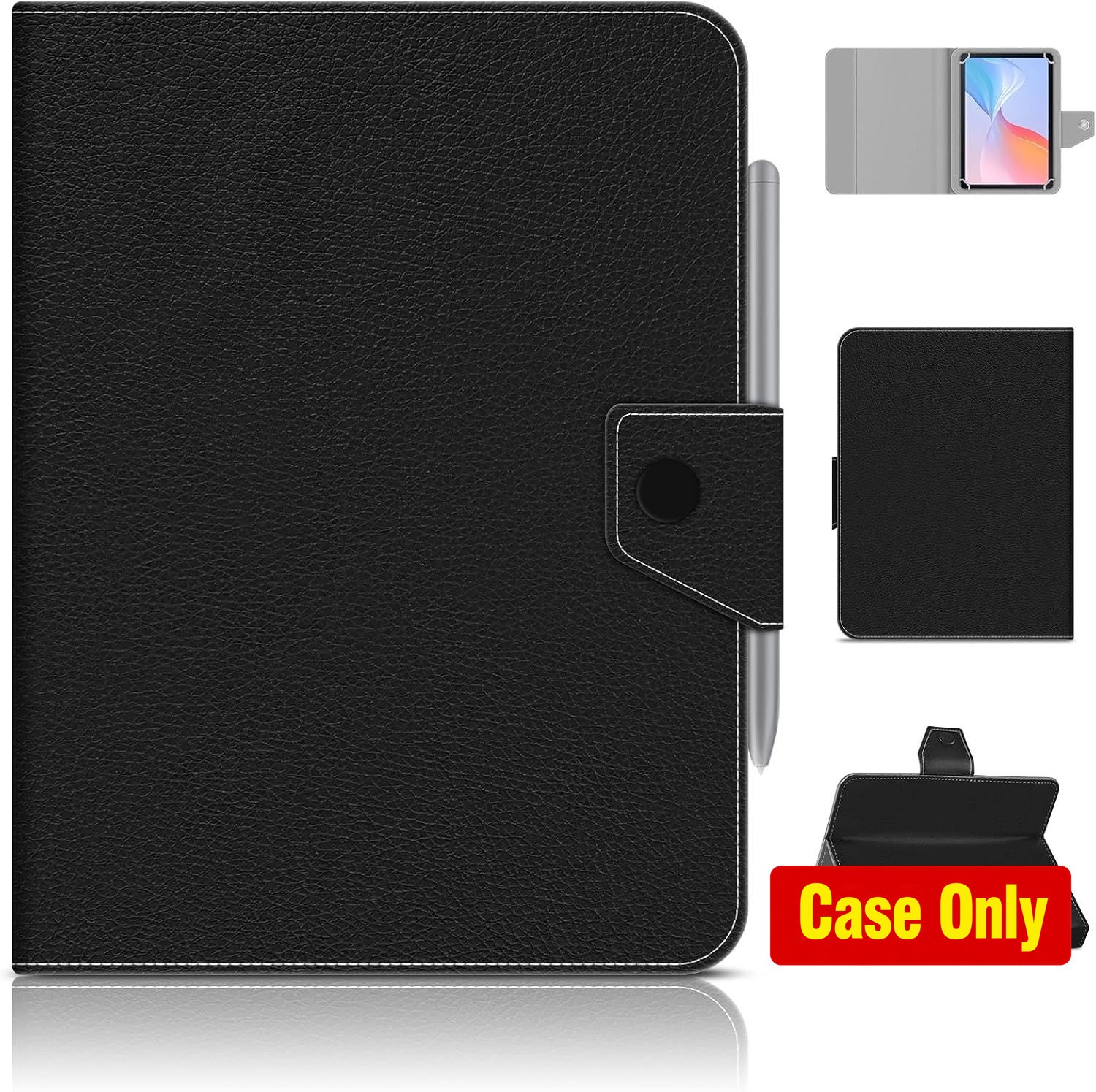 Portable Folio Case with Stand and Rings for 8.0-8.7 Inch Tablets, Protective Co