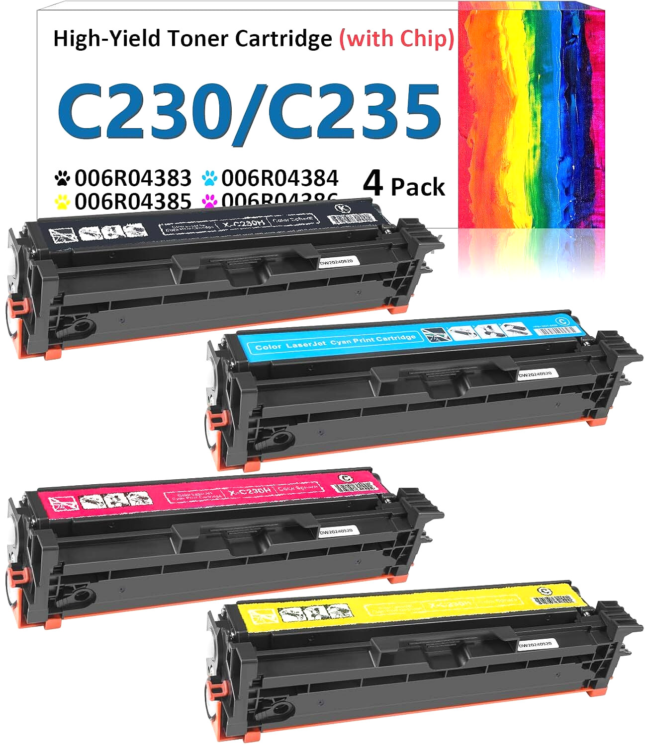 Toner Cartridge for Xerox C235/C230/C230DNI & C235DN 006R04383–006R04386 Series