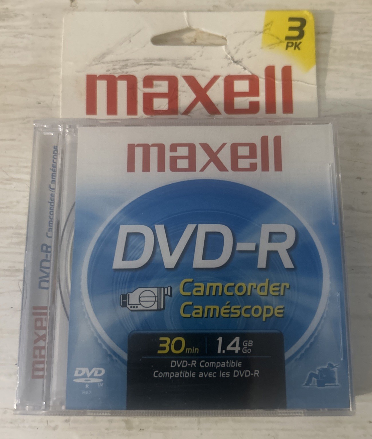 New Maxell Camcorder DVD-R  3- 3 pack(9 total) 30 min 1.4 GB DVDs NOS