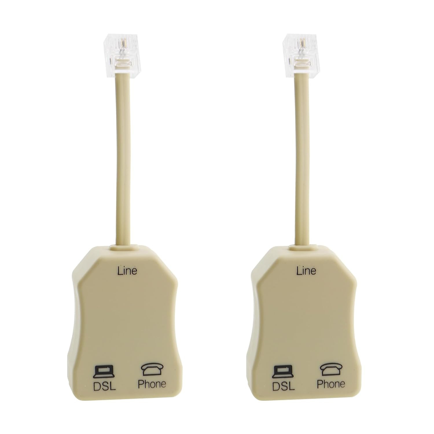 2PCS DSL Telephone Line Filter with Built in Splitter 2 Wire to 1 Wire RJ11