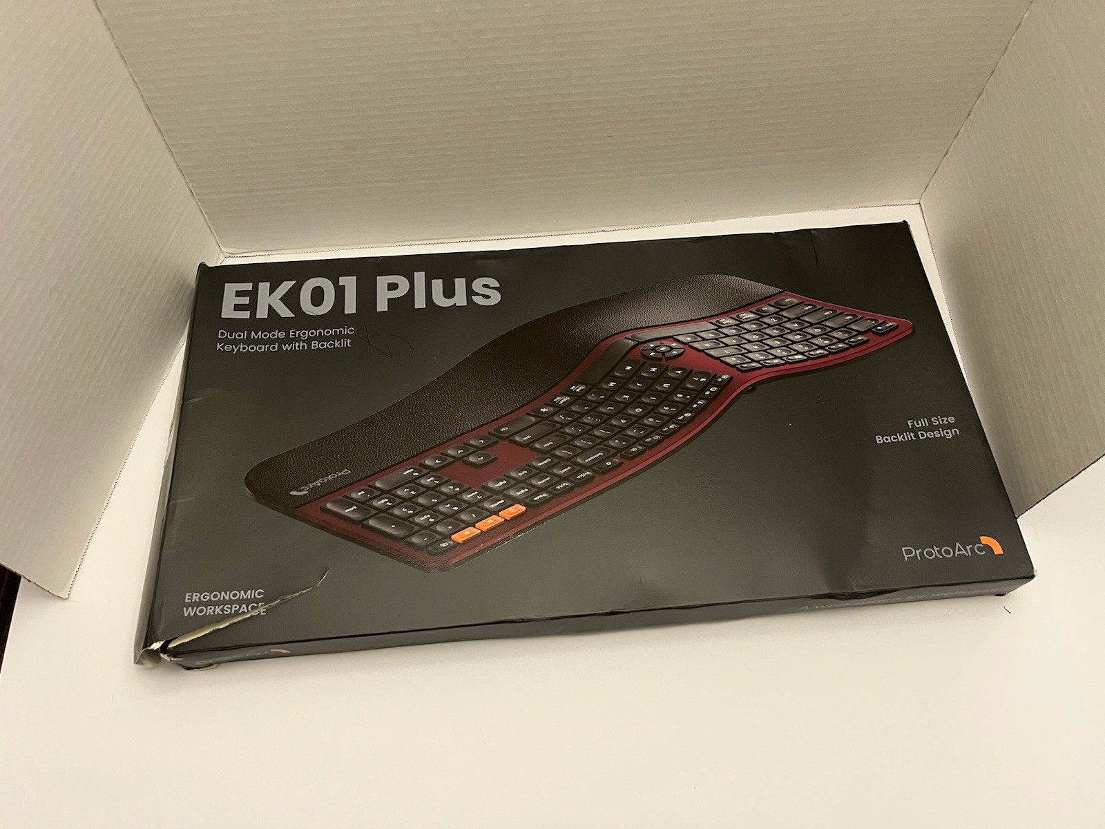 ProtoArc EK01 Plus Ergonomic Split Bluetooth Keyboard USB Wireless Wine Red