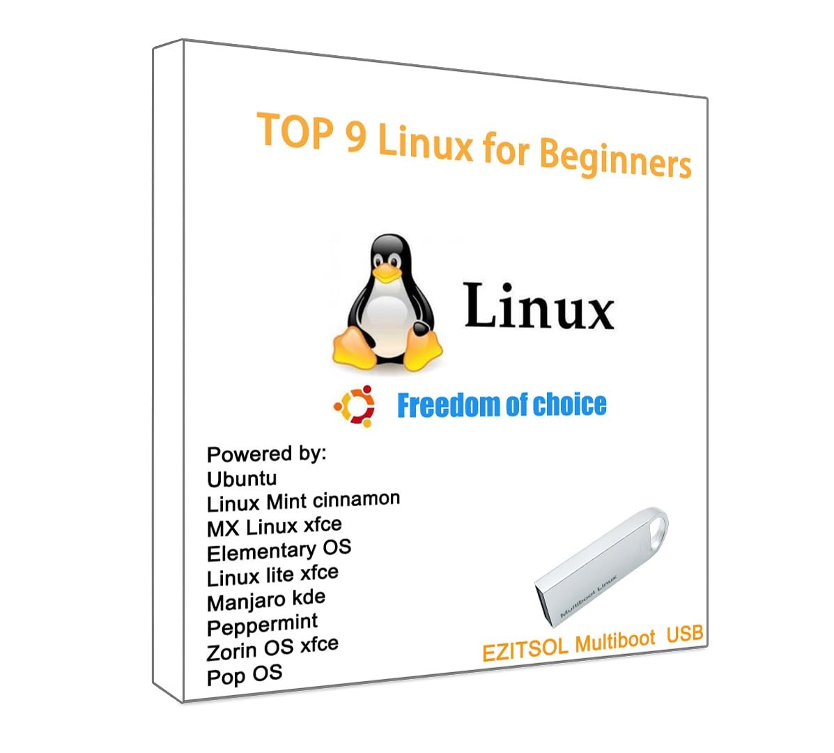 32GB 9-in-1 Linux Bootable USB, Ubuntu Mint Mx Zorin OS Lite Elementary