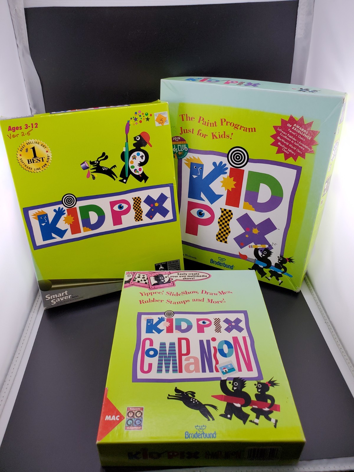 3 Different Kid Pix Paint Programs - Floppy Disks & CD Rom