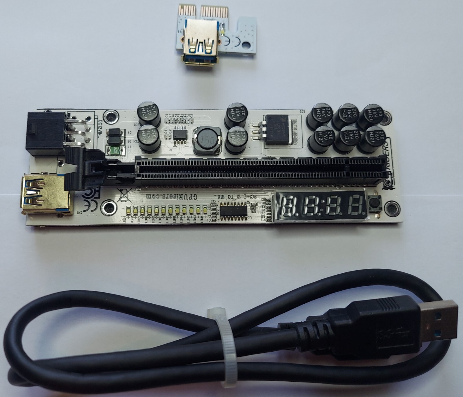 GPU Risers.com, 10 Capacitor PCI-E Risers with digital LED thermal display
