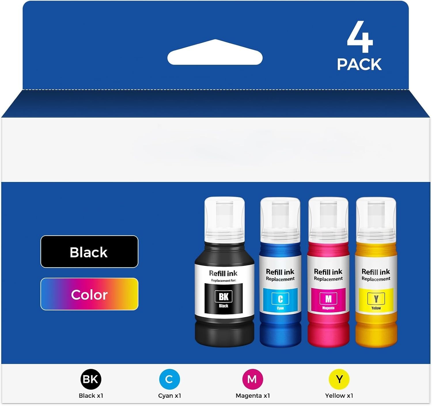 Compatible for EPT502 Ink Refill Bottle Kit (4 Pack) Work with ET-4850 ET-4760 E