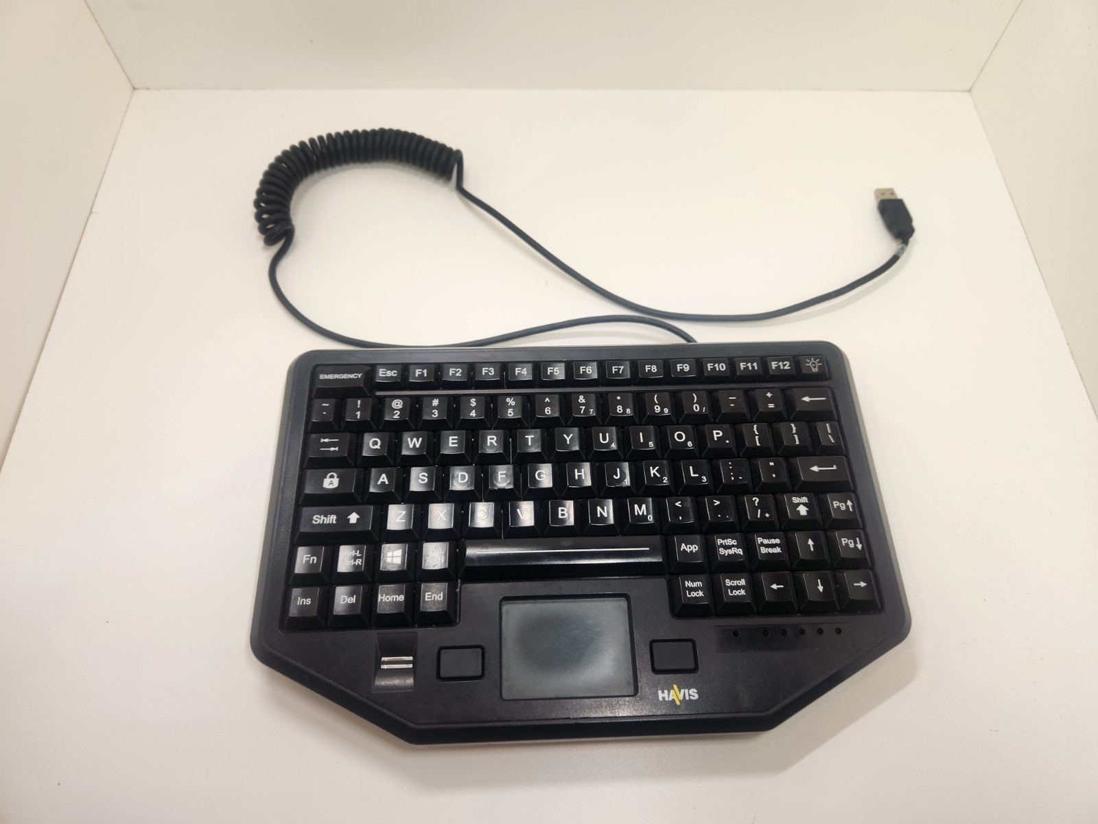 Havis KB-104 Wired USB 86-Key Backlit Rugged Touchpad Keyboard Police Fire EMS