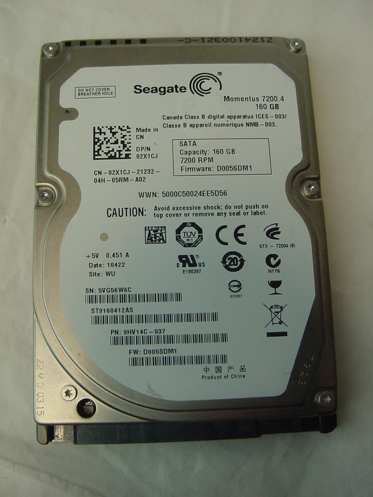 160GB SEAGATE MOMENTUS SATA LAPTOP 2.5" HARD DRIVE ST9160412AS