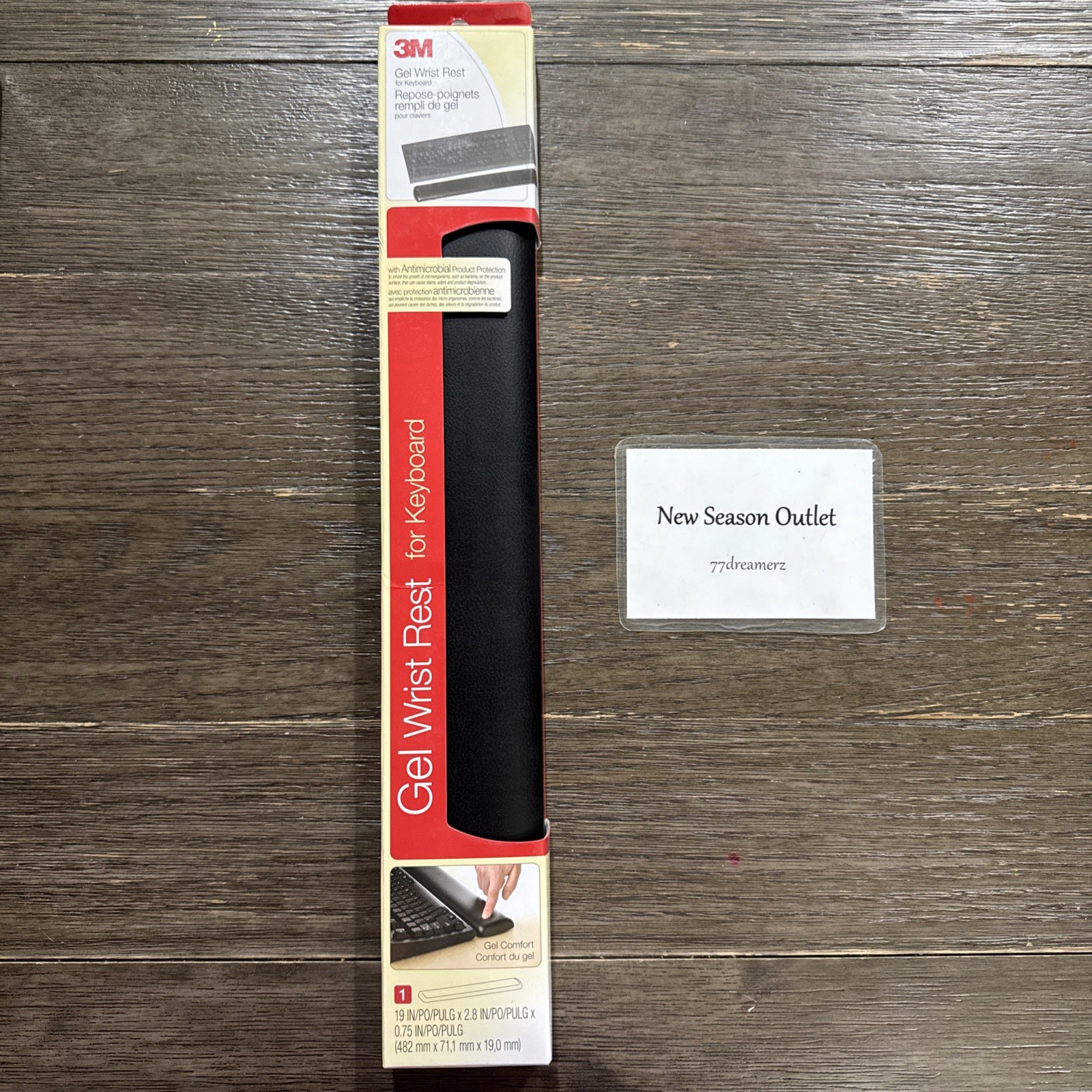 3M Gel Antimicrobial Large Mouse Wrist Rest for Keyboard Black WR340LE BRAND NEW