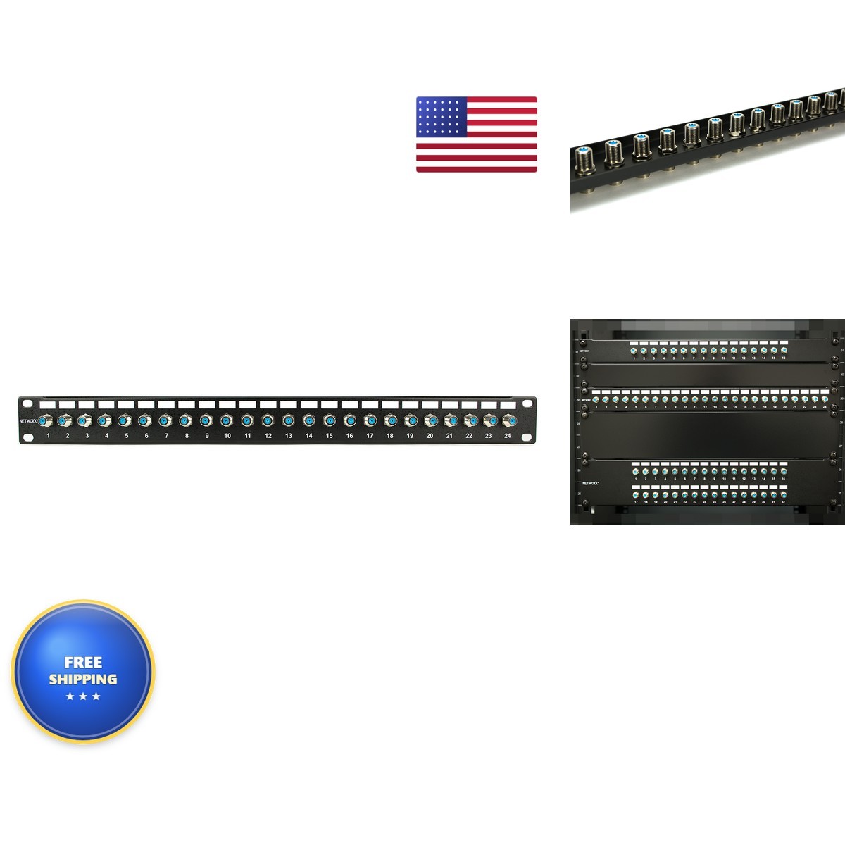 Networx Coaxial Patch Panel 24 Port F-Connector 3GHz
