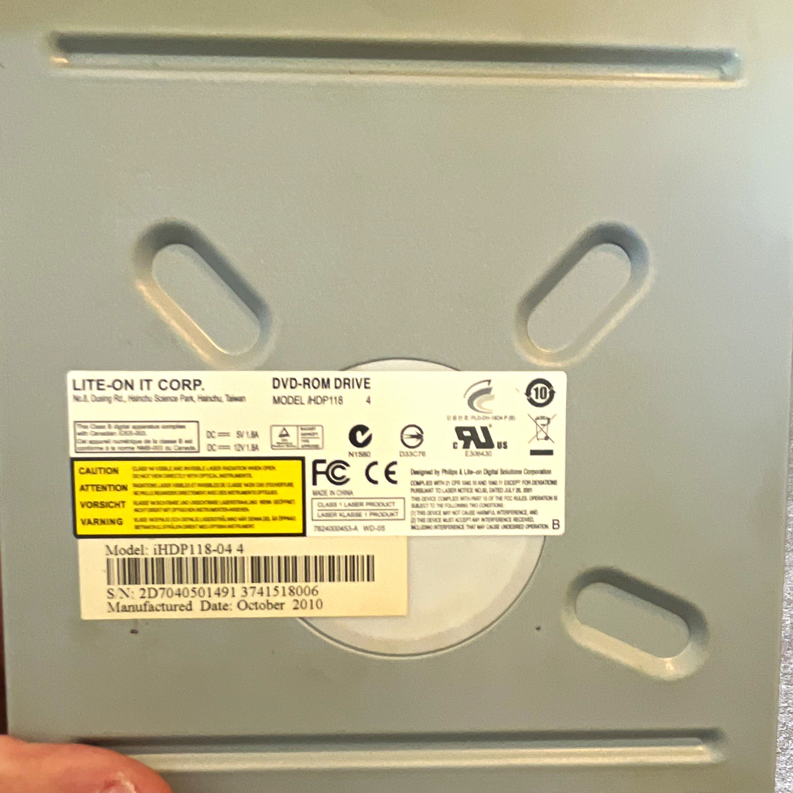 *NOT TESTED* Lite-On IT iHDP118 IDE 5.25in Internal DVD-ROM/CD-ROM  iHDP118-04