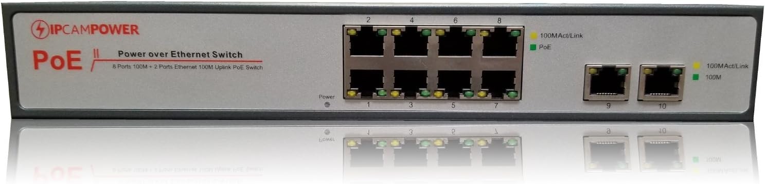 8 Port POE Network Switch W/ 2 Additional Uplink Ports | Designed for IP Cameras