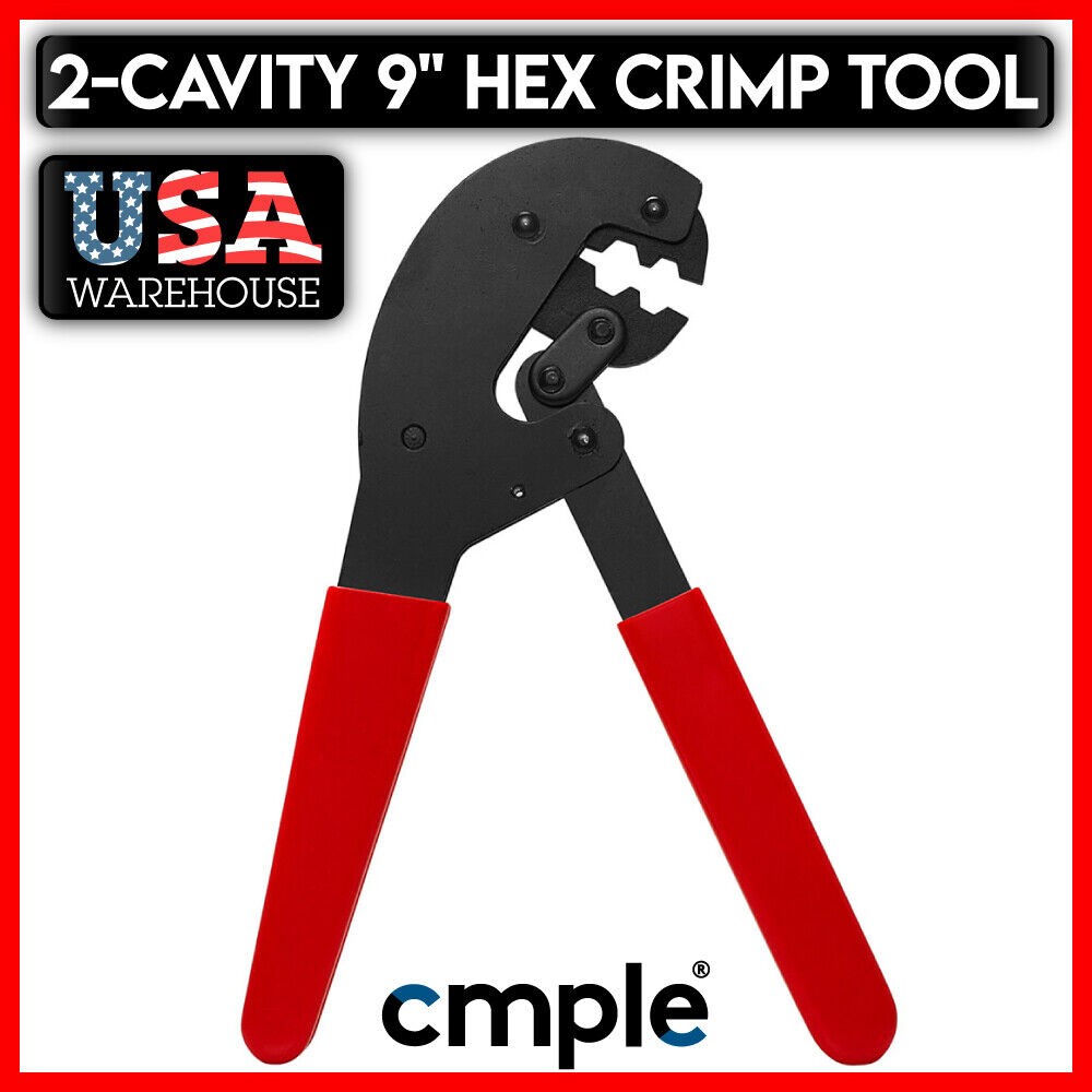 2-Cavity 9" Hex Crimp Tool Coaxial F Connector RG59 RG6 Cable Connection Crimper