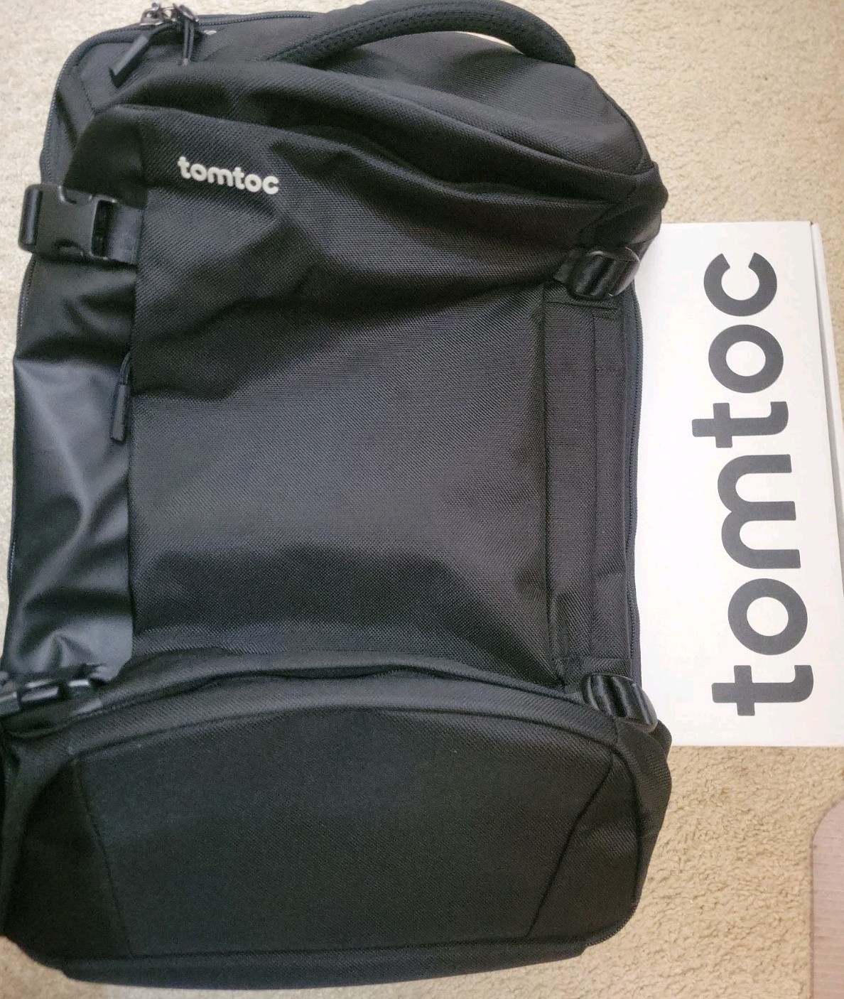 tomtoc Travel Backpack 40L, TSA Friendly Flight Approved Carry-on Luggage Black