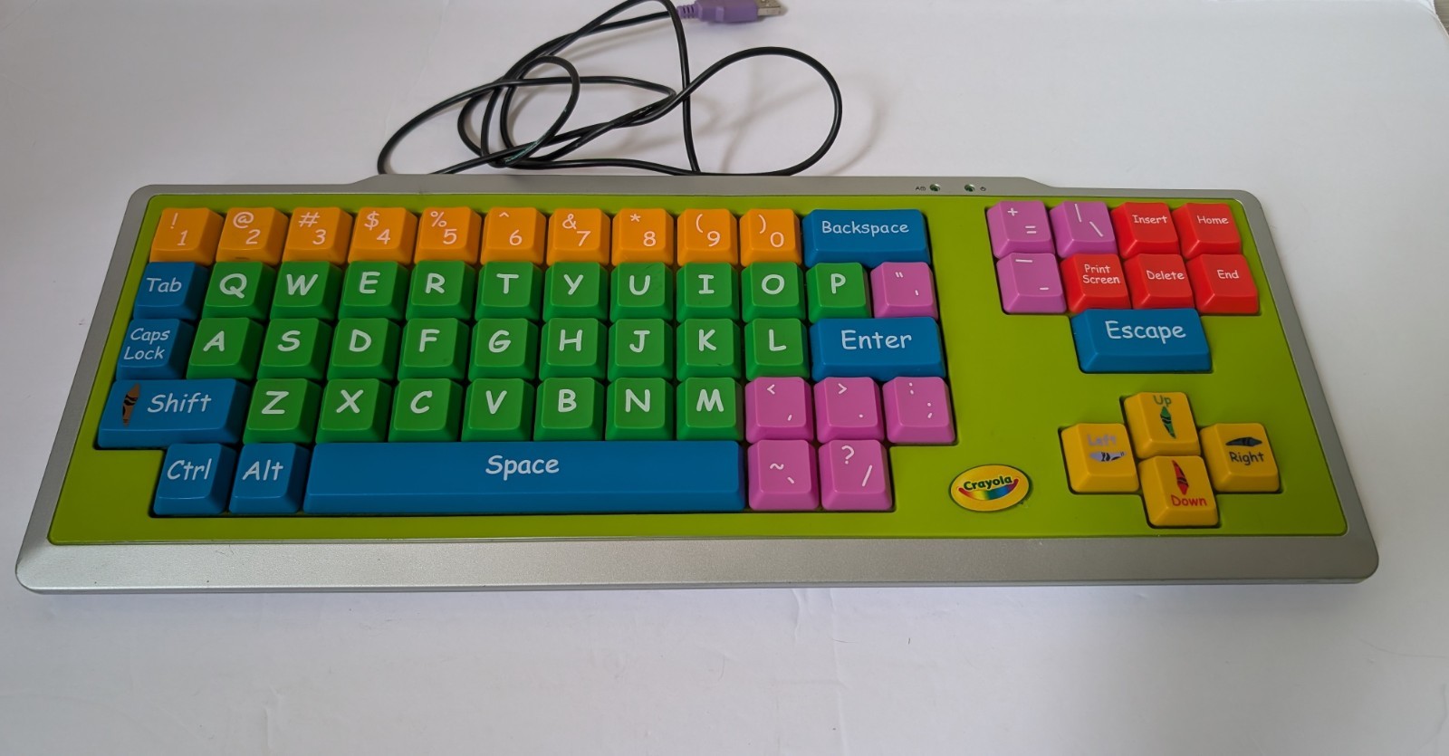 2009 Crayola EZ Type Kids Computer Keyboard Large Buttons USB Tested Works