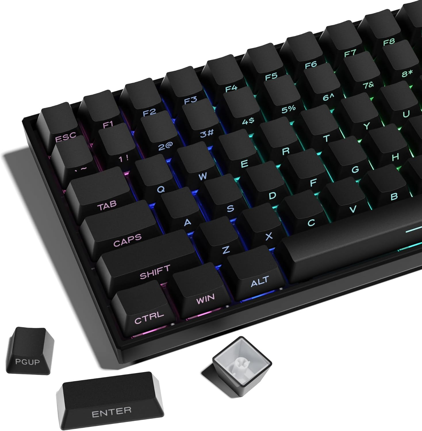 XVX PBT Keycaps - Side Print Keycaps 60 65 75 100 Percent, Double Shot Shine