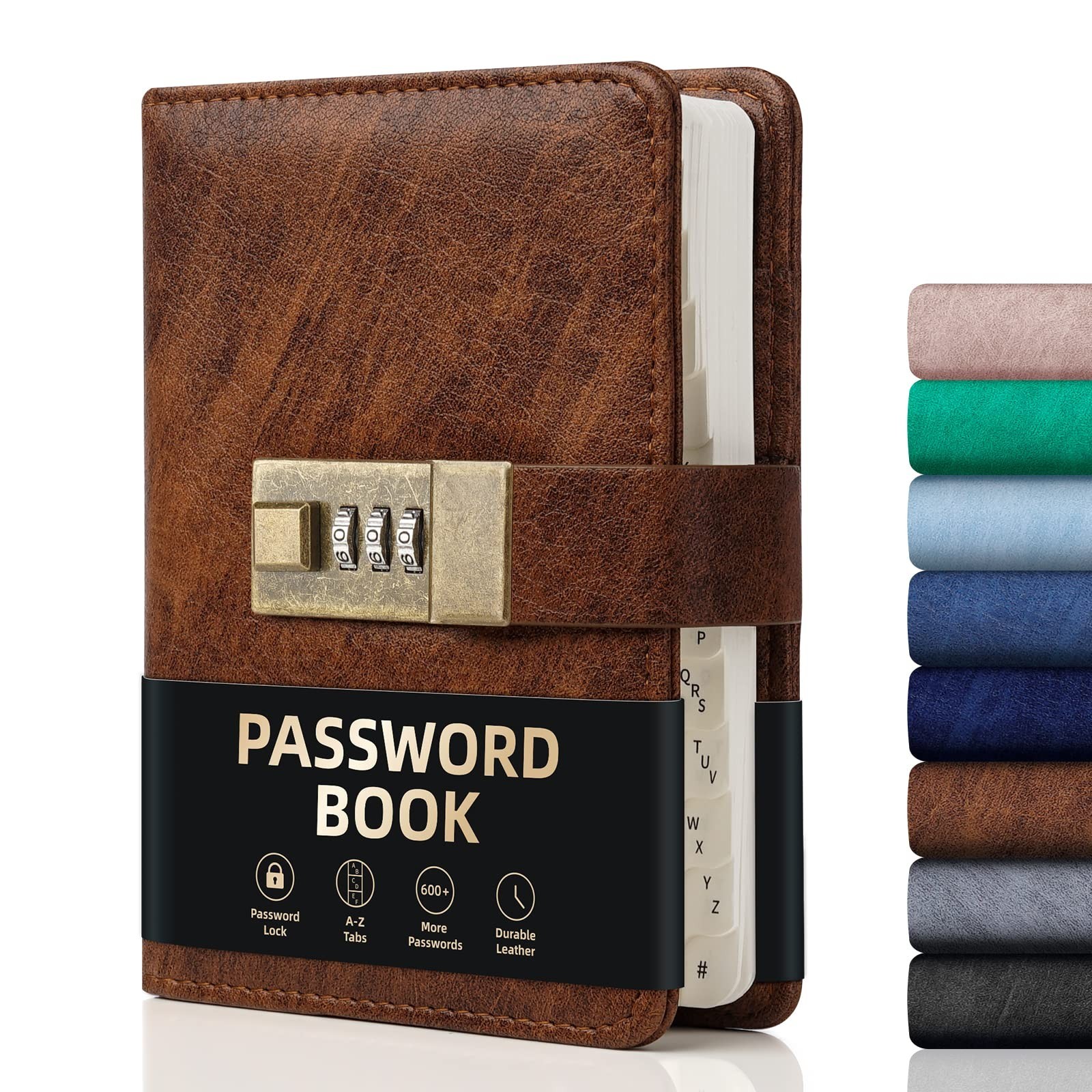 WEMATE Password Book with Lock, Password Book with Alphabetical Tabs 600+ Pas...