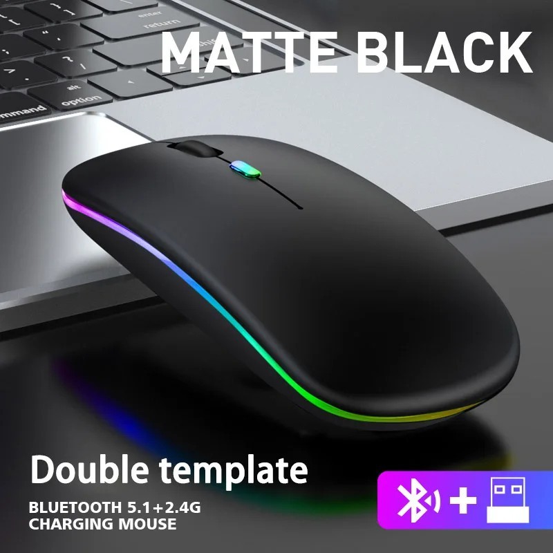 Wireless Mouse RGB Bluetooth 2.4GHz Dual Mode Rechargeable Silent Ergonomic