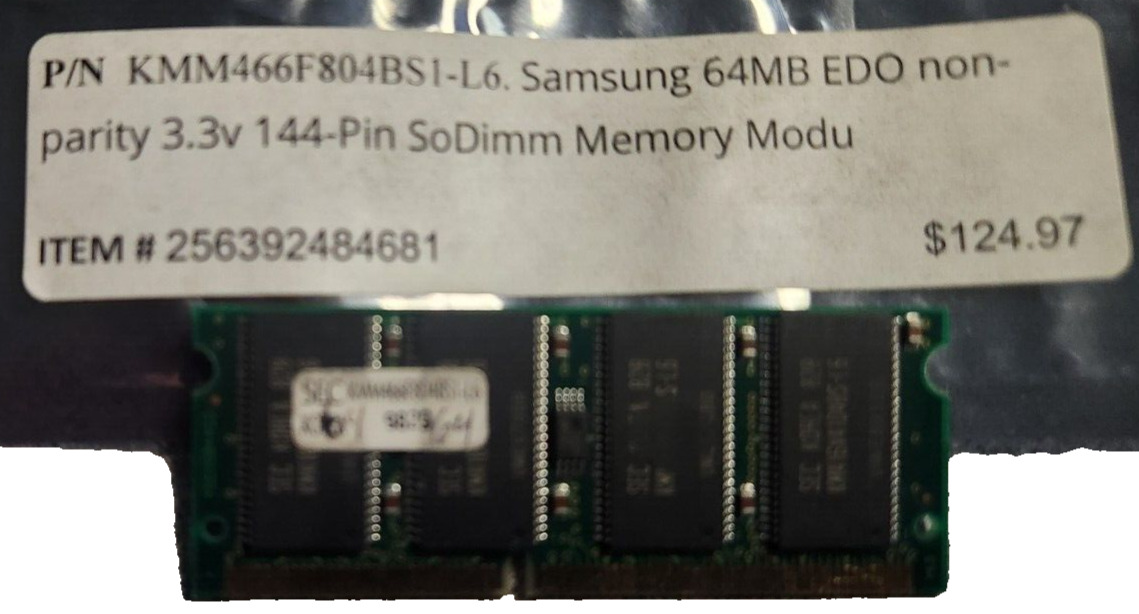 KMM466F804BS1-L6 Samsung 64MB EDO non-parity 3.3v 144-Pin SoDimm Memory Module