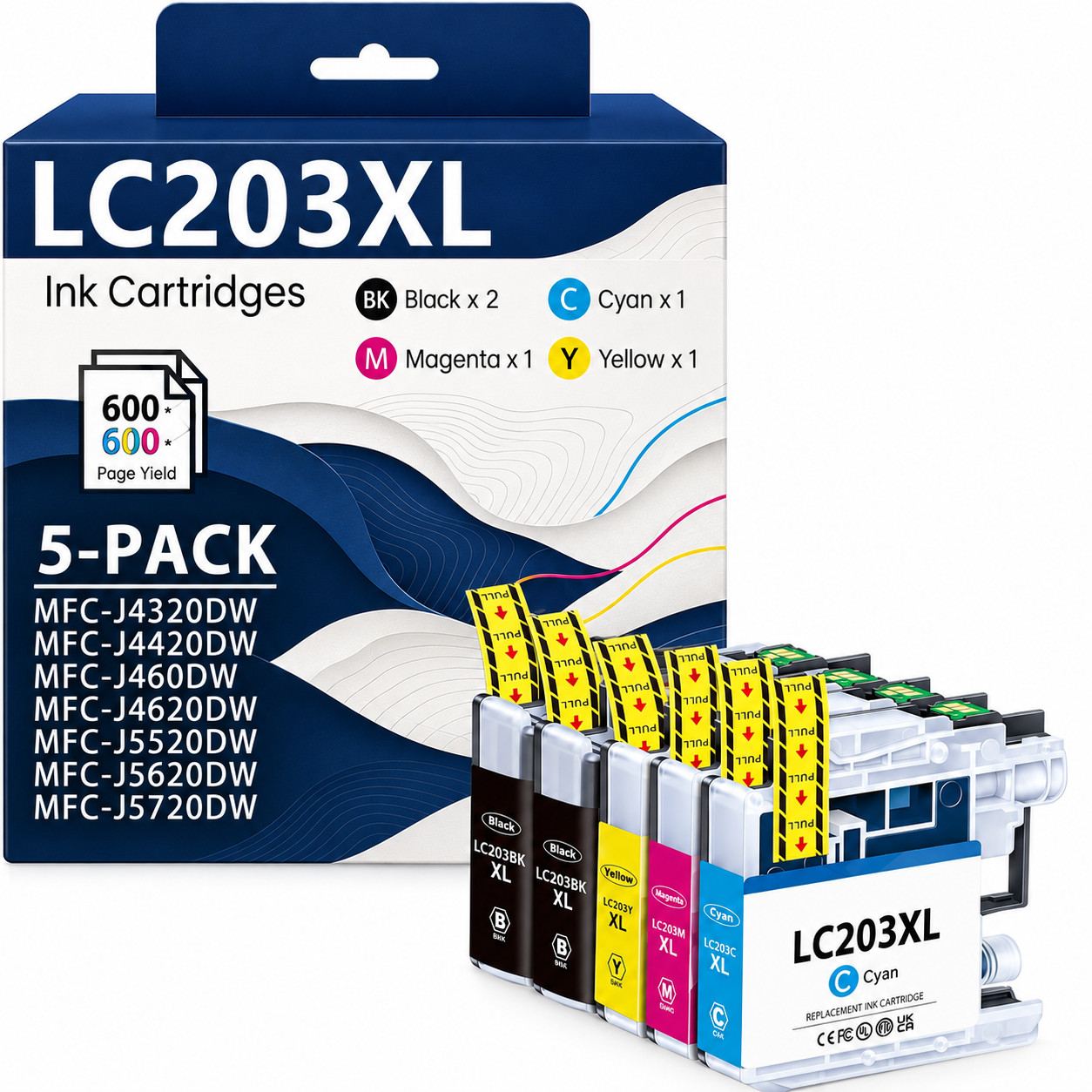 LC203XL Ink Cartridge High Yield for MFC-J4420DW MFC-J480DW MFC-J885DW 5PACK