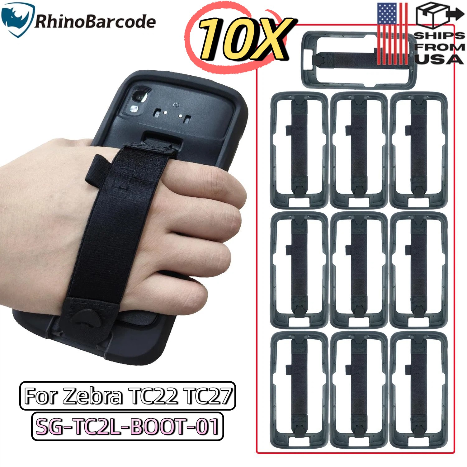 10X Protective Cover Case with Hand Strap for Zebra TC22 TC27 SG-TC2L-BOOT-01