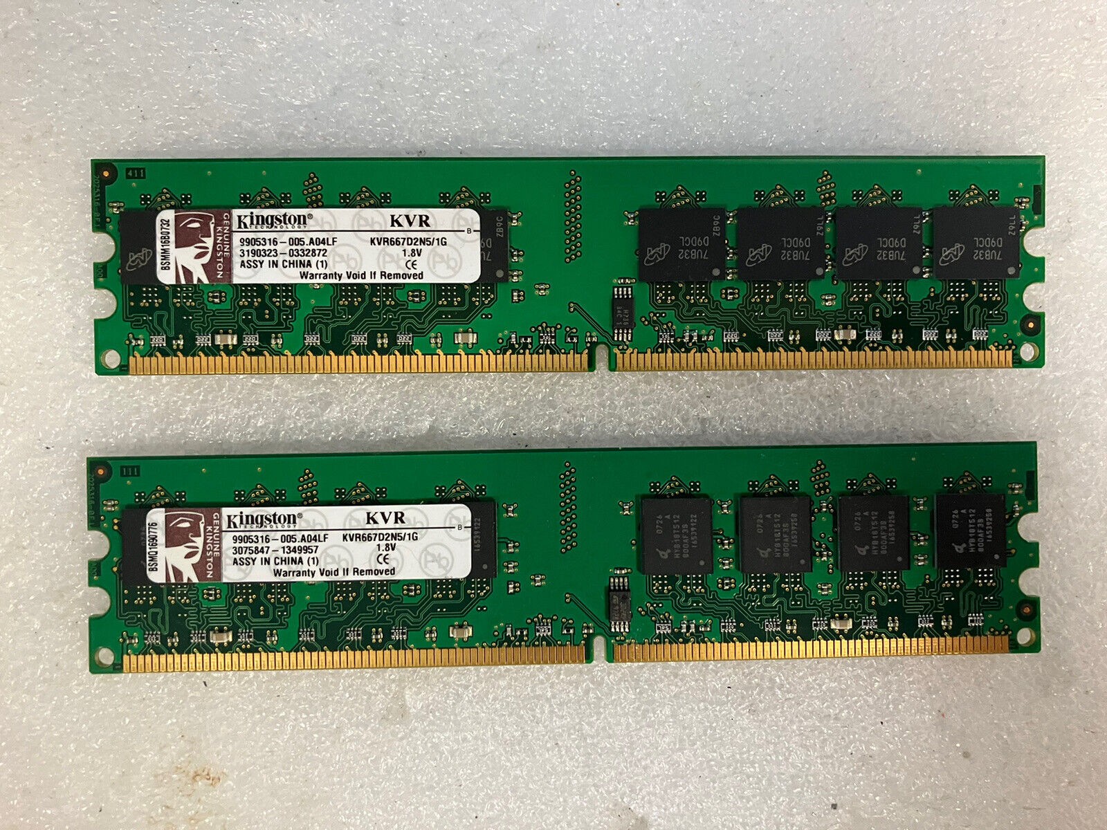 ~ (2x 1GB) Kingston KVR KVR667D2N5/1G PC2-5300 DDR2-667 Desktop DIMM Memory RAM