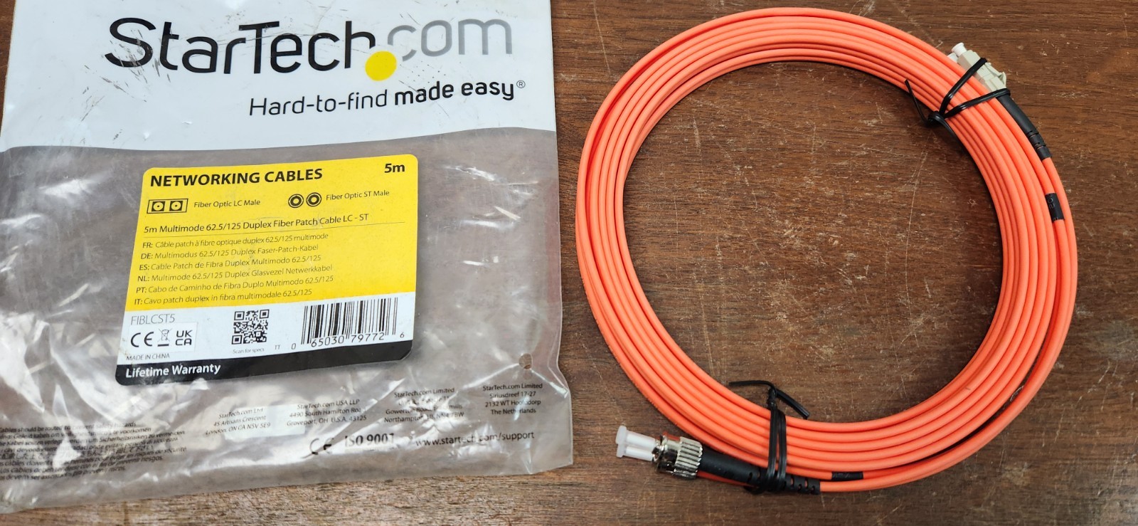 StarTech.Com 15' 5M Multimode 62.5/125 Duplex Fiber Patch Cable LC - ST FIBLCST5