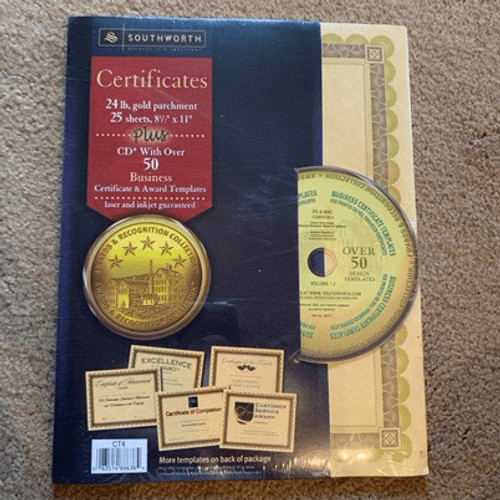 Southworth Certificates Parchment Paper With CD Business Certificates Awards NEW
