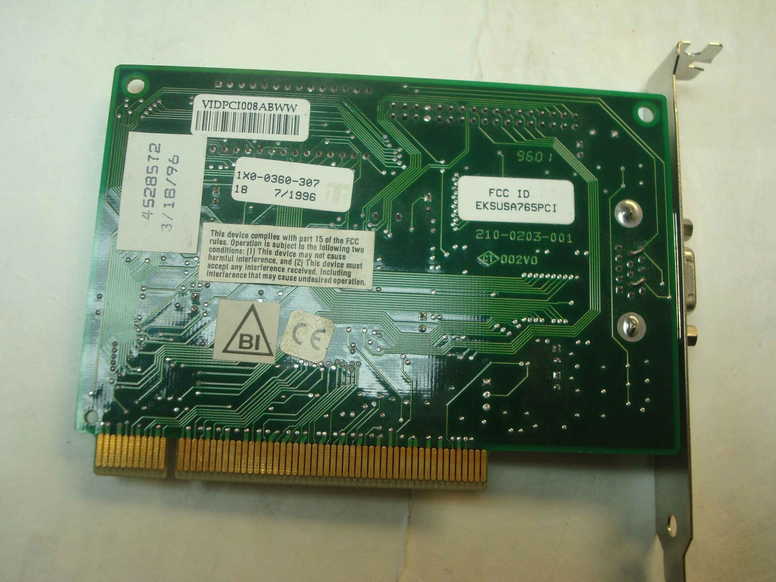 TRIO64V+ 1X0-0360-307 PCI, TESTED GOOD, 86C765 210-0203-001 EKSUSA765PCI VGA
