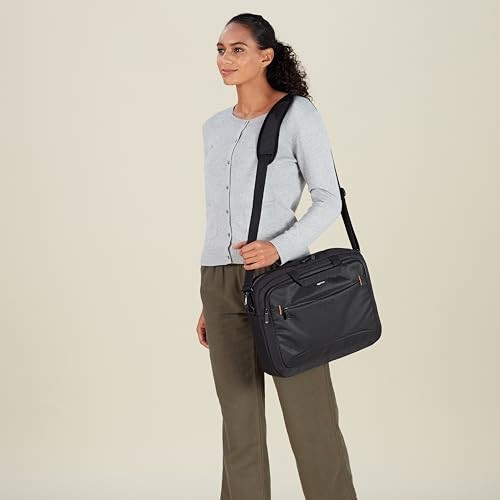 AMAZON BASICS 15.6 IN LAPTOP BAG WITH SHOULDER STRAP AND HANDLE, LARGE -  BLACK